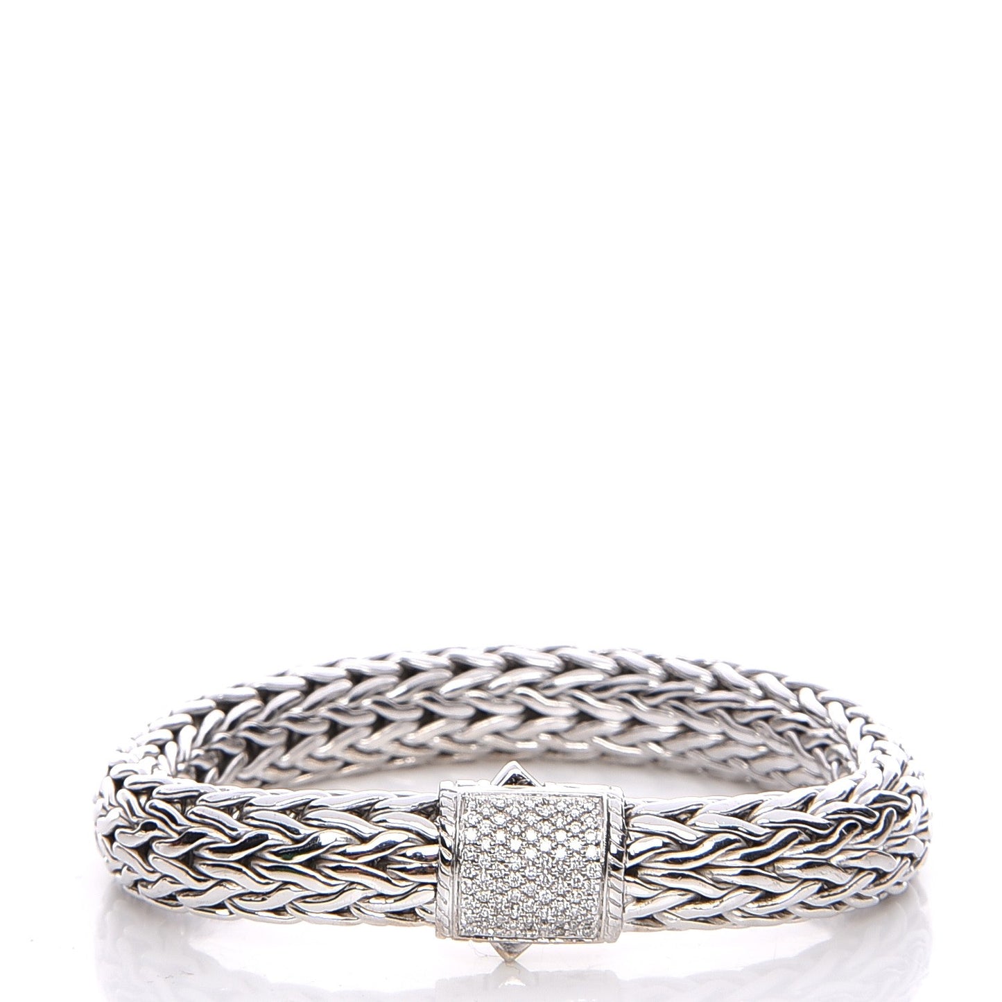 Sterling Silver Diamond 11mm Classic Chain Bracelet