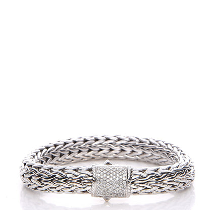 John Hardy Sterling Silver Diamond 11mm Classic Chain Bracelet 3 of 6