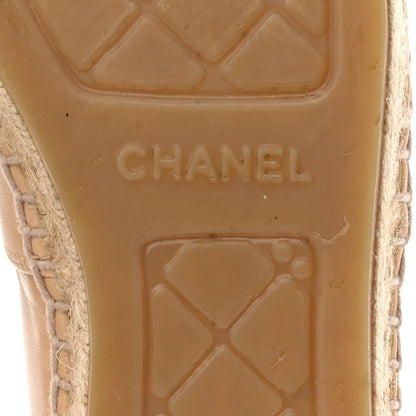 Chanel Lambskin CC Espadrilles 38 Beige Black 8 of 9