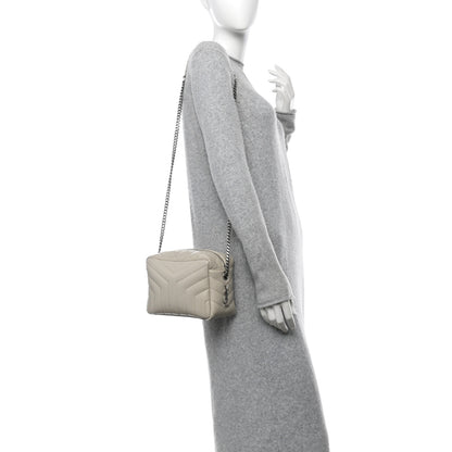 Saint Laurent Calfskin Y Quilted Monogram Small Loulou Bowling Bag Ivory 2 of 15