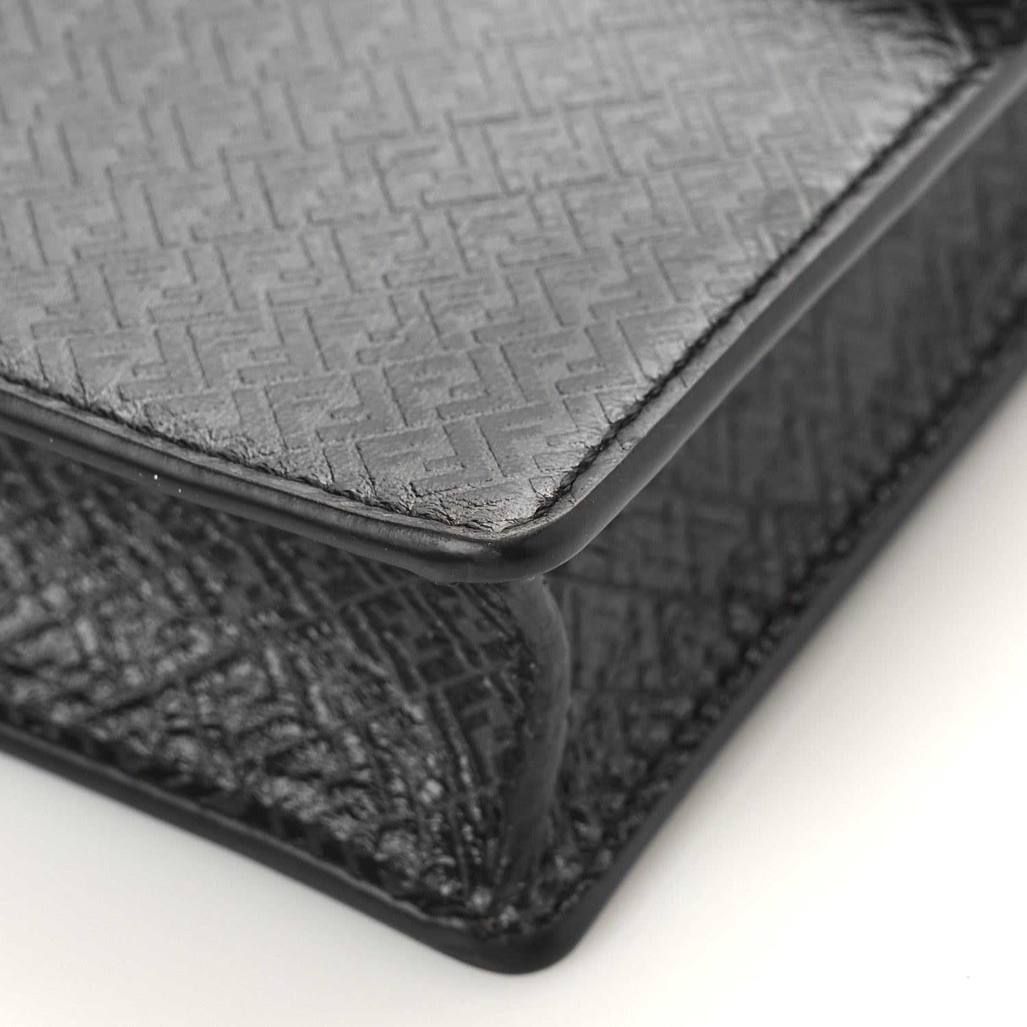 Fendi Vitello Grace Light Micro FF Embossed Medium Flat Baguette Asfalto Black 8 of 8