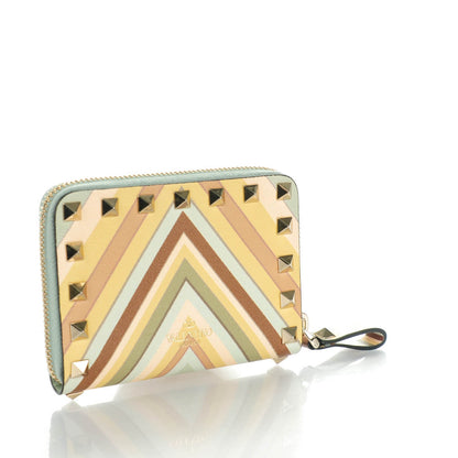 Valentino Garavani Calfskin Native Couture 1975 Rockstud Zip Around Coin Case Card Holder 3 of 8