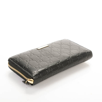 Gucci Guccissima Margaux Calfskin Metal Bar Zip Around Wallet Black 4 of 7