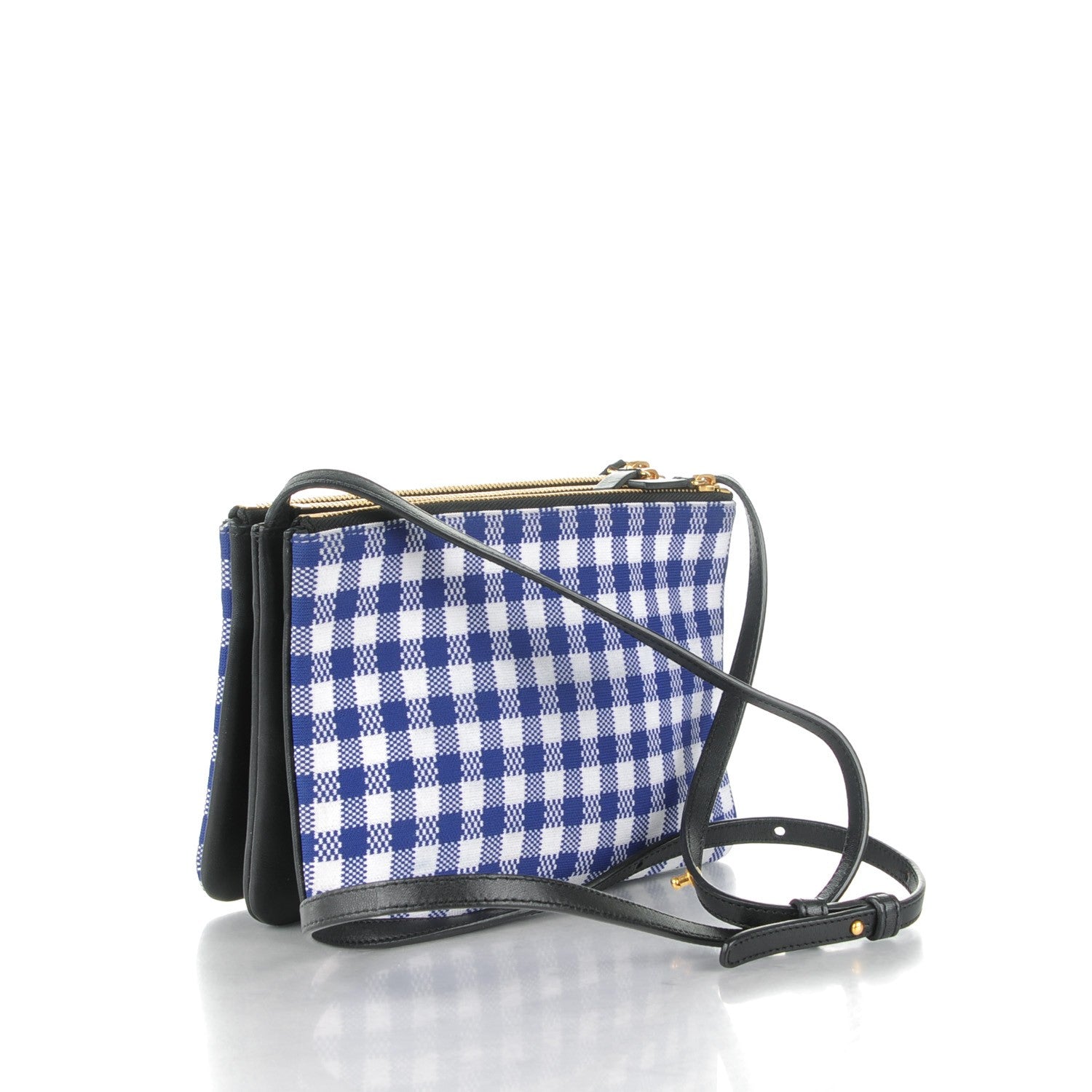 Celine Gingham Lambskin Small Trio Crossbody Bag Cobalt 3 of 8
