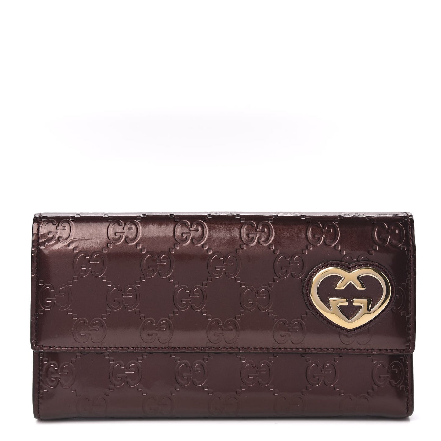 Shine Guccissima Lovely Heart Continental Wallet Scarlatto