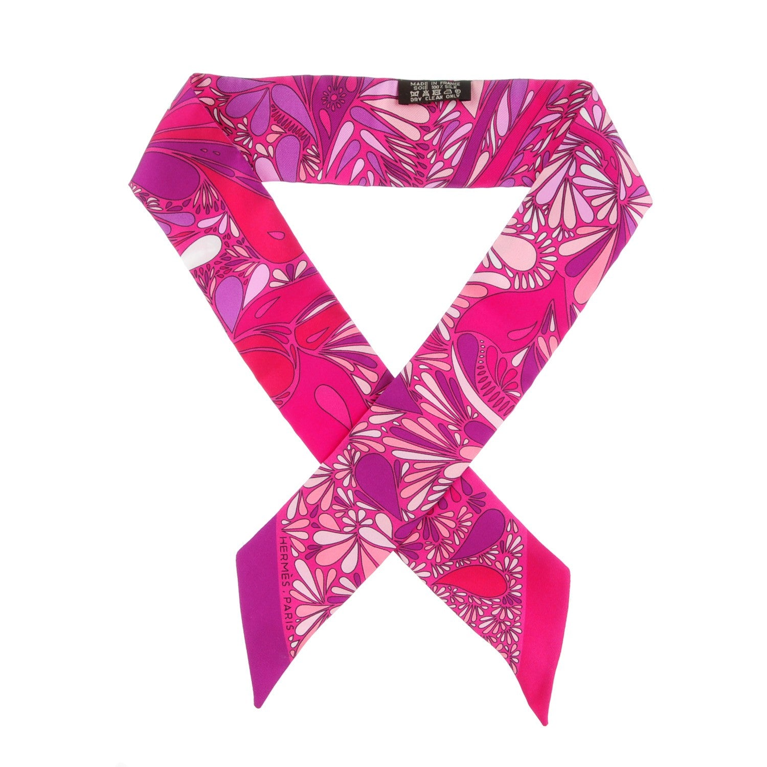 Hermes Silk Millefleurs Du Mexique Twilly Fuchsia Mauve Rose 1 of 5