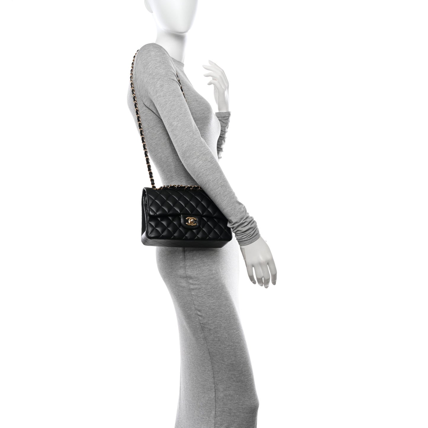 Lambskin Quilted Small Double Flap Black