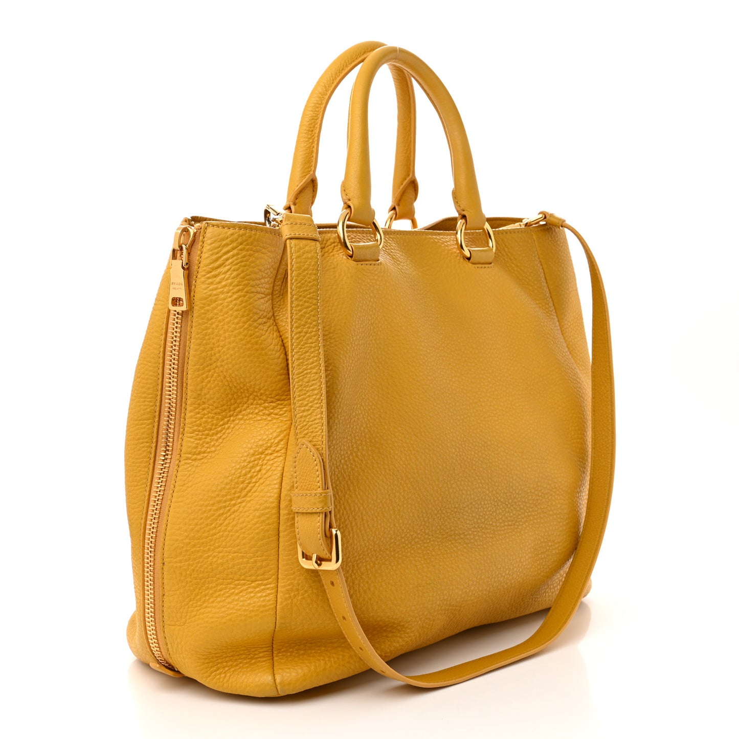 Vitello Daino Side Zip Tote Mimosa