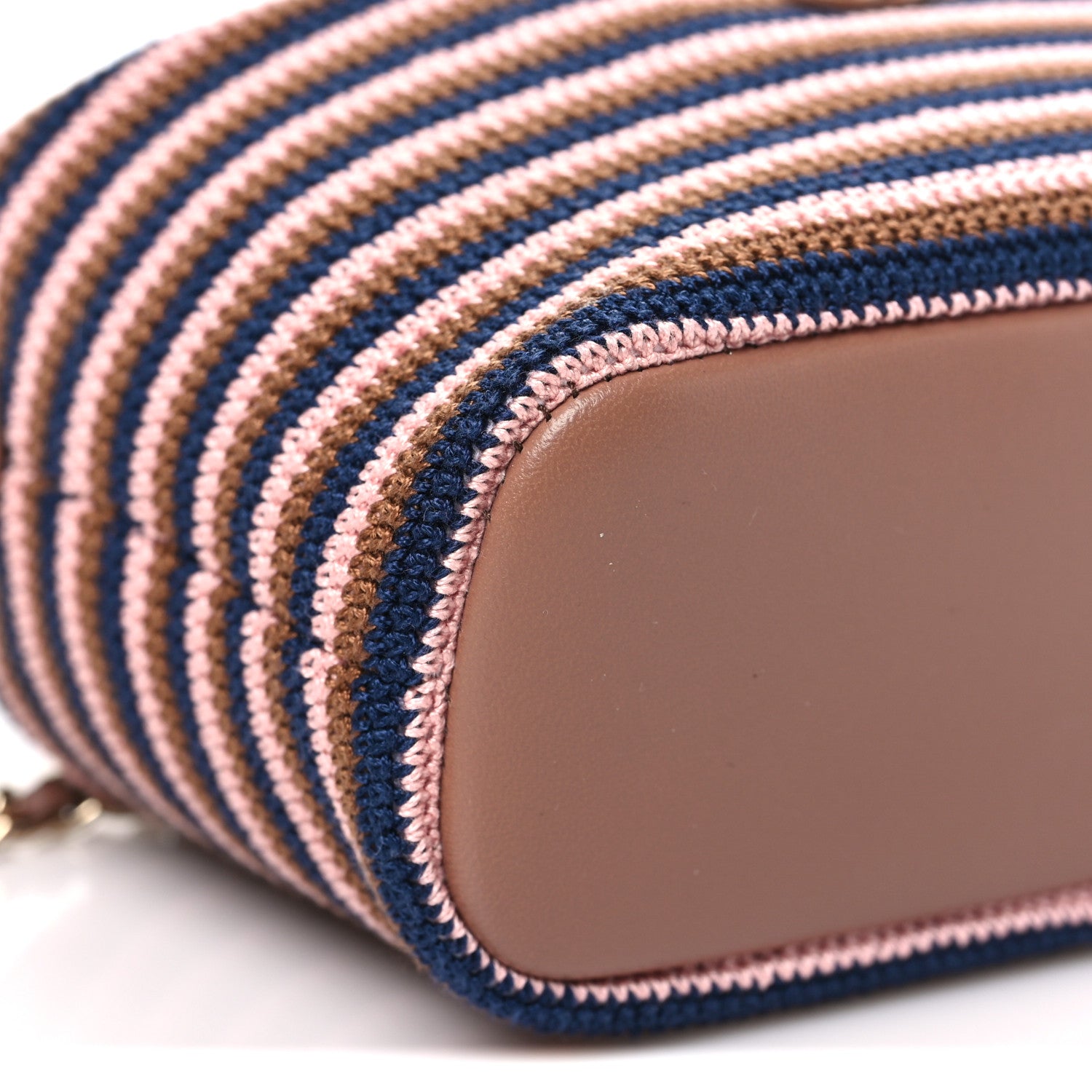 Chanel Crochet Lambskin Coco Crochet Hobo Clutch With Chain Brown Pink Navy 9 of 12