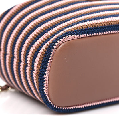 Chanel Crochet Lambskin Coco Crochet Hobo Clutch With Chain Brown Pink Navy 9 of 12