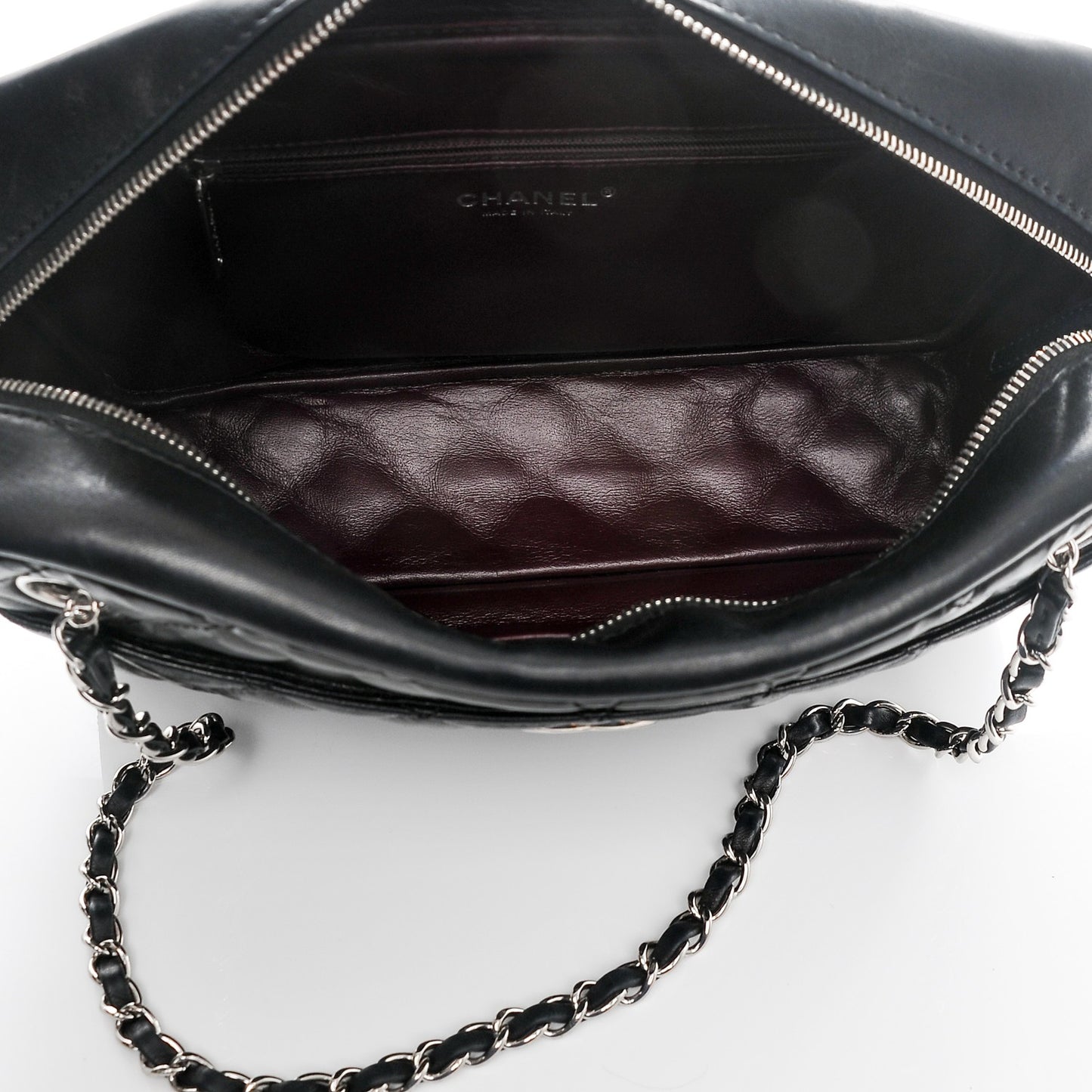 Lambskin Quilted Medium Camera Case Black