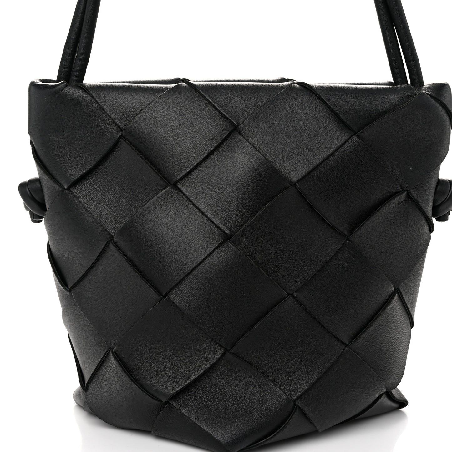 Nappa Maxi Intrecciato Clasp Bucket Bag Black