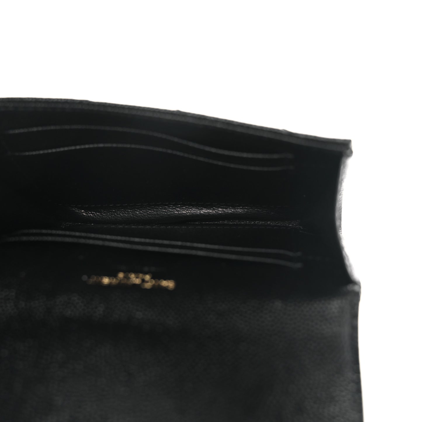 Grain De Poudre Matelasse Chevron Small Monogram Envelope Wallet Black