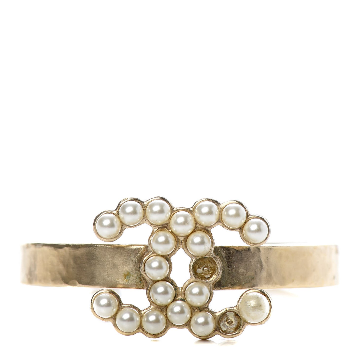 Pearl CC Cuff Bracelet Gold Pearly White