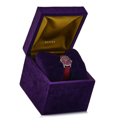 Gucci Stainless Steel Lizard Red Mother of Pearl 29mm G-Timeless Charm Quartz Watch 5 of 5