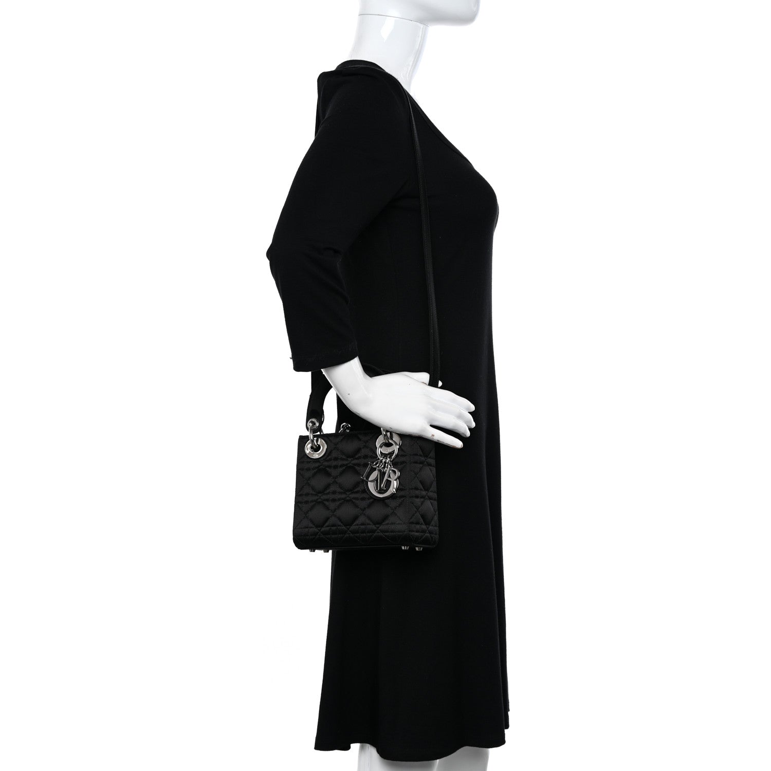 Christian Dior Satin Cannage Mini Lady Dior Black 2 of 11
