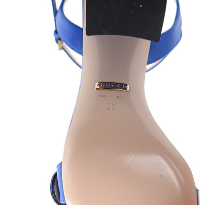 Gucci Lifford Calfskin GG Marmont Ankle Wrap 75mm Sandals 36 Shiny Electric Blue 6 of 12
