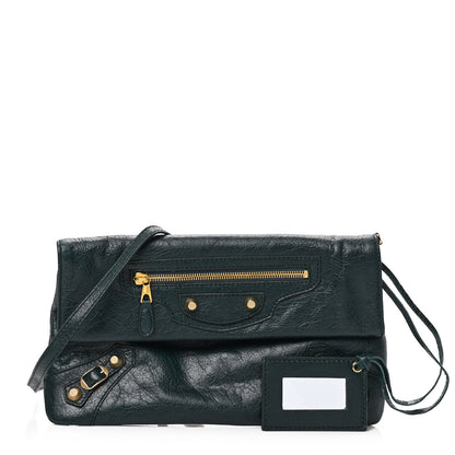 Balenciaga Agneau Giant 12 Gold Hardware Envelope Strap Clutch Vert Pinede 1 of 7
