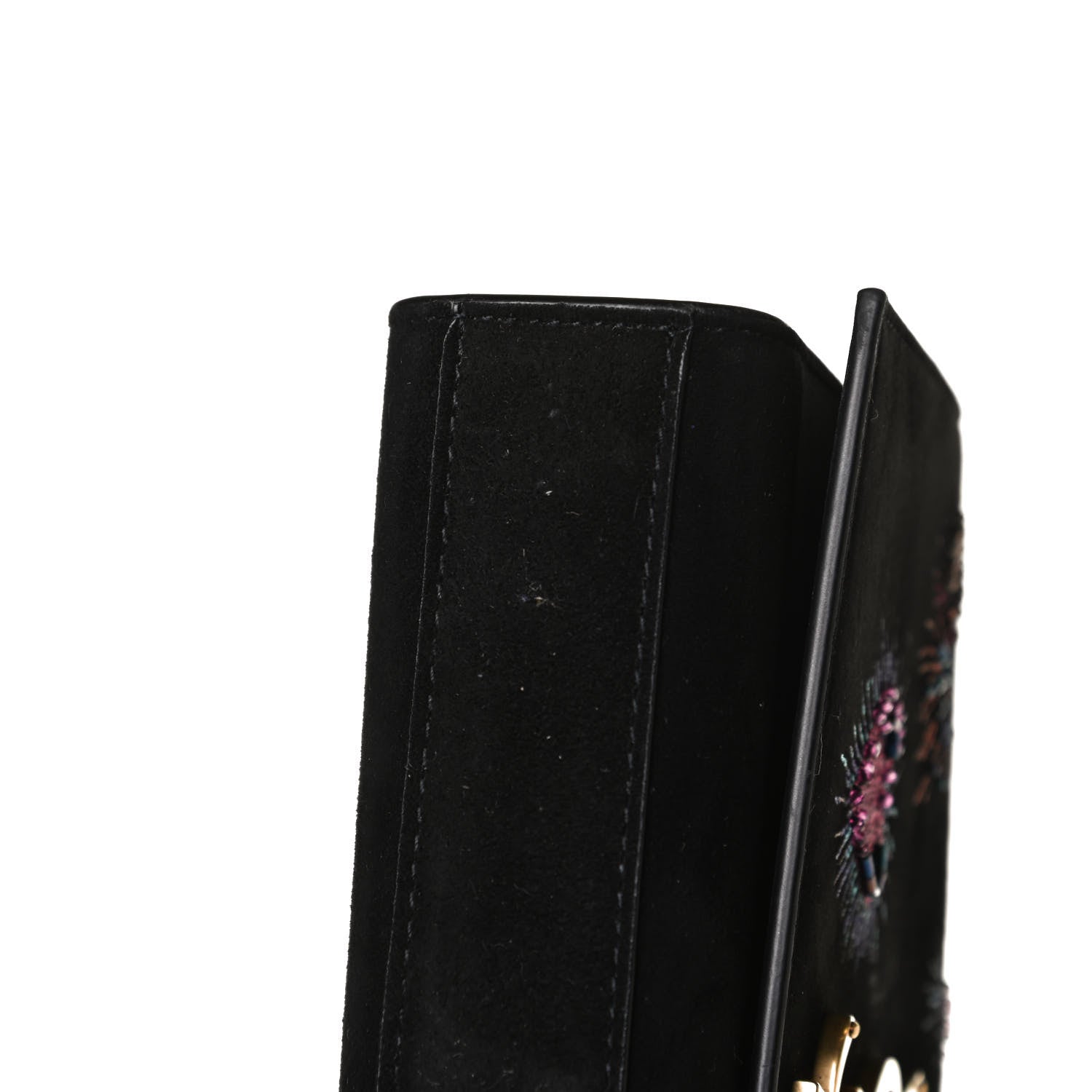 Saint Laurent Suede Embroidered Small Monogram Kate Satchel Black 15 of 16