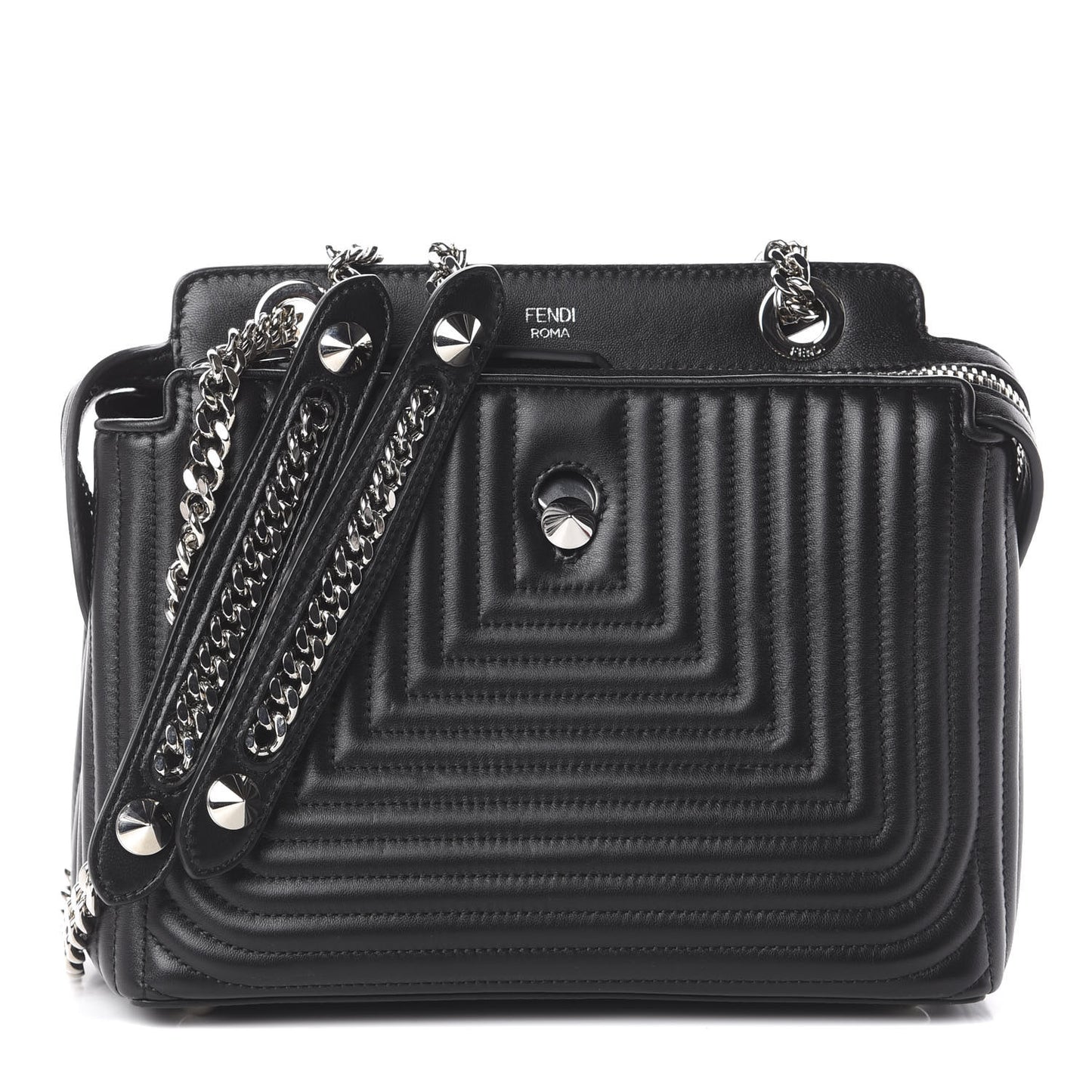 Shiny Nappa Trapuntata Chain Small DotCom Click Chain Satchel Black