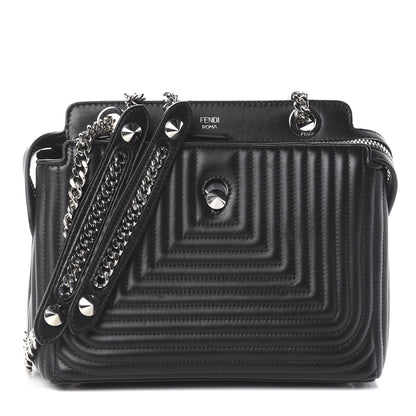 Fendi Shiny Nappa Trapuntata Chain Small DotCom Click Chain Satchel Black 1 of 9