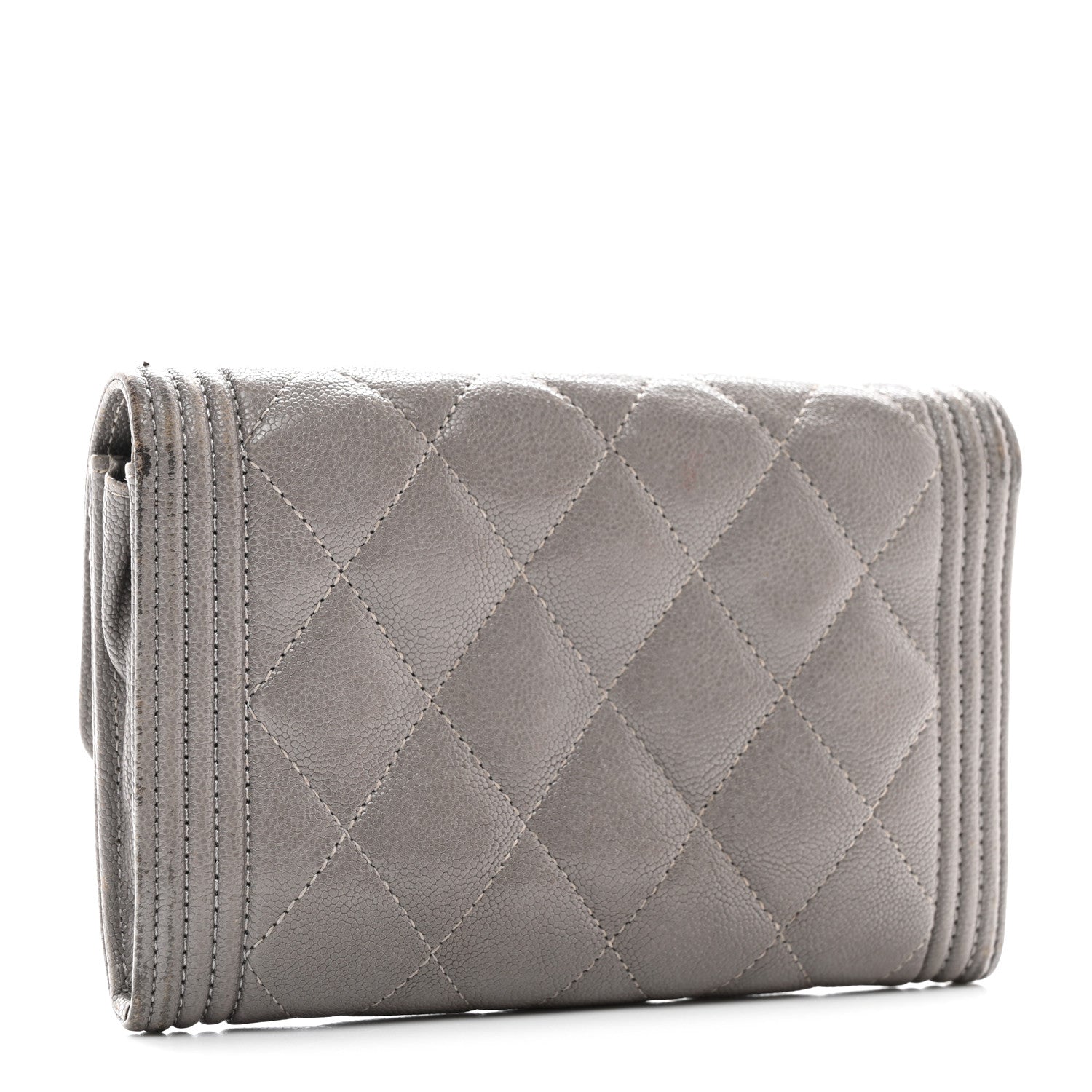 Chanel Caviar Quilted Medium Boy Flap Wallet Grey 3 of 11