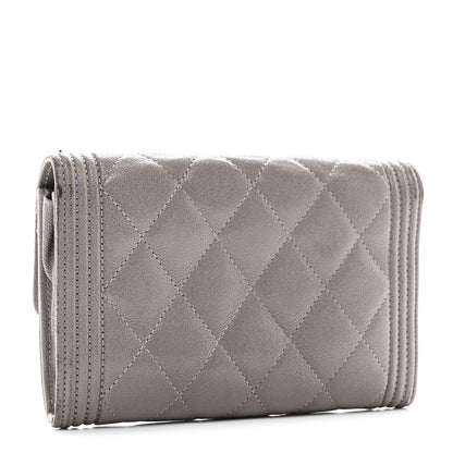 Chanel Caviar Quilted Medium Boy Flap Wallet Grey 3 of 11