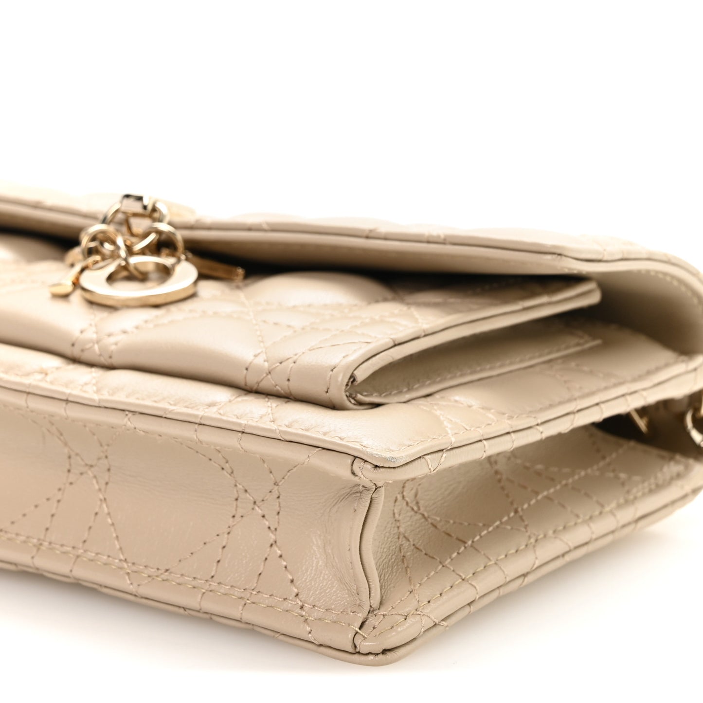 Lambskin Cannage Chain My Dior Daily Chain Pouch Powder Beige