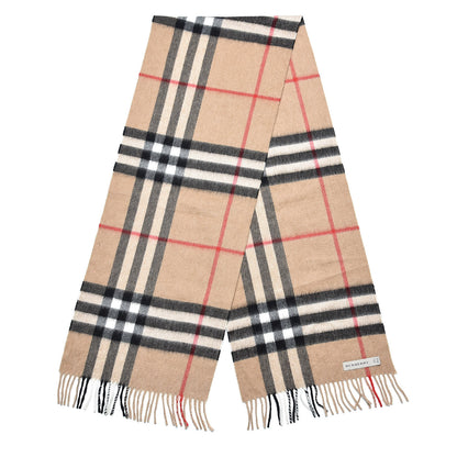 Burberry Cashmere Classic Check Fringe Scarf Camel 3 of 5