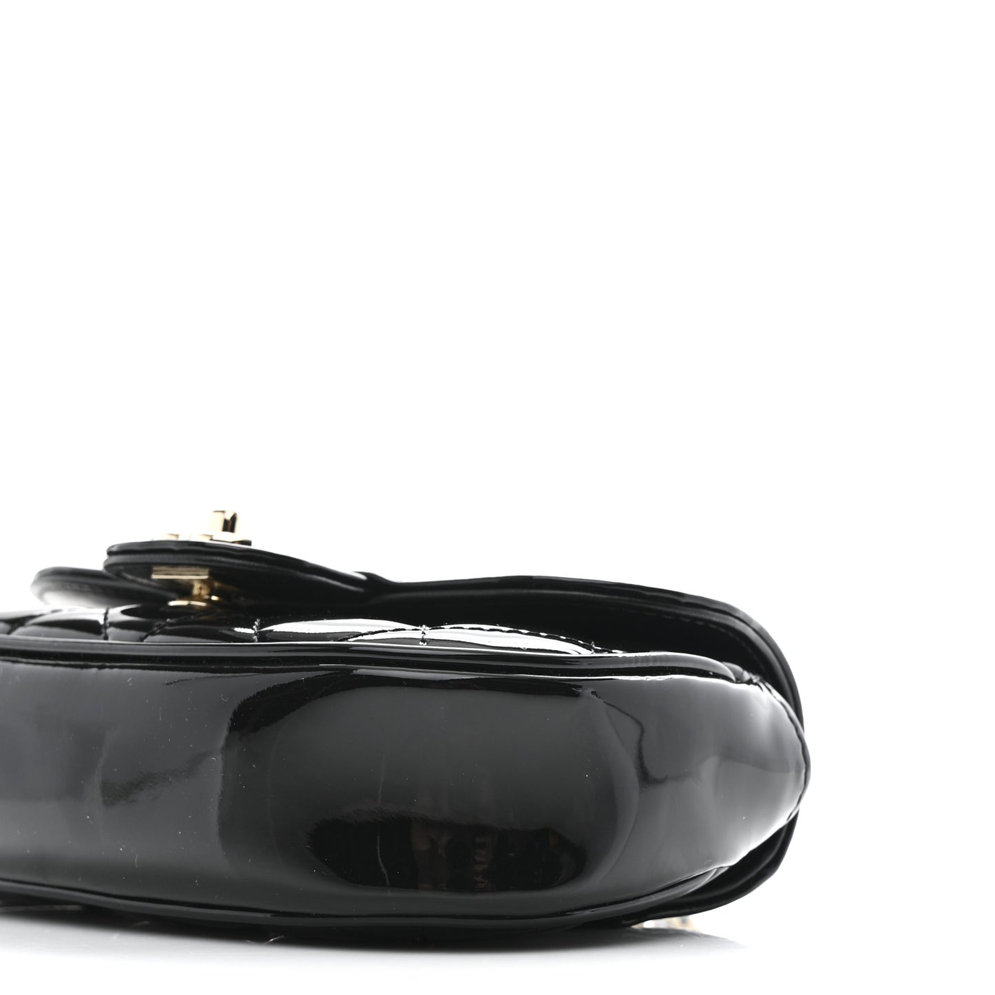 Patent Calfskin Quilted Mini Clutch Black