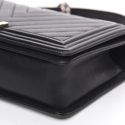 Chanel Calfskin Chevron Quilted New Medium Boy Flap Black 11 of 15