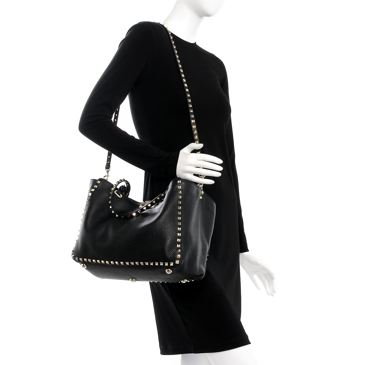 Alce Printed Calfskin Medium Rockstud Tote Black