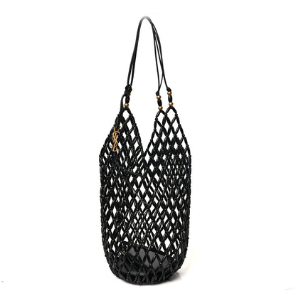 Saint Laurent Wood Beaded Hobo Bag Black 1 of 9