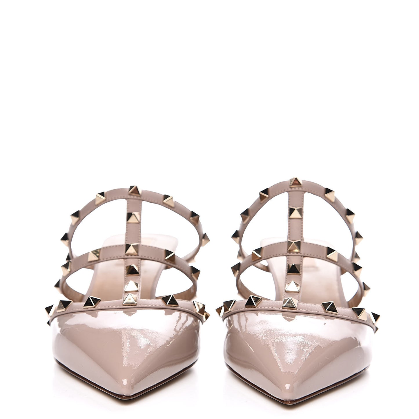 Patent Nappa Rockstud 50mm Cage Mules 40 Poudre