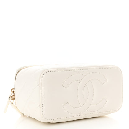 Chanel Lambskin Quilted Pearl Crush Small Vanity Case With Chain White 4 of 12
