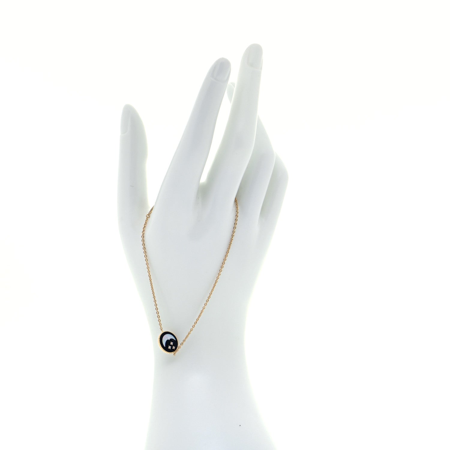 Christian Dior 18K Yellow Gold Diamond Black Onyx Mother of Pearl Rose Celeste Bracelet 2 of 9