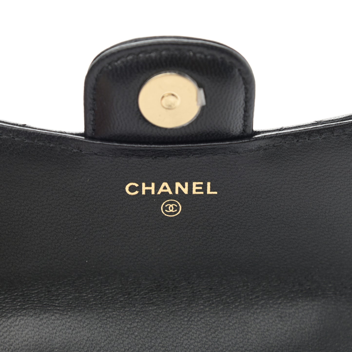 Lambskin Quilted Top Handle Flap Coin Purse With Chain Black