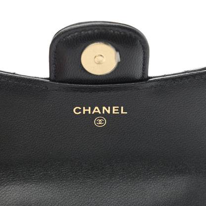 Chanel Lambskin Quilted Top Handle Flap Coin Purse With Chain Black 6 of 12