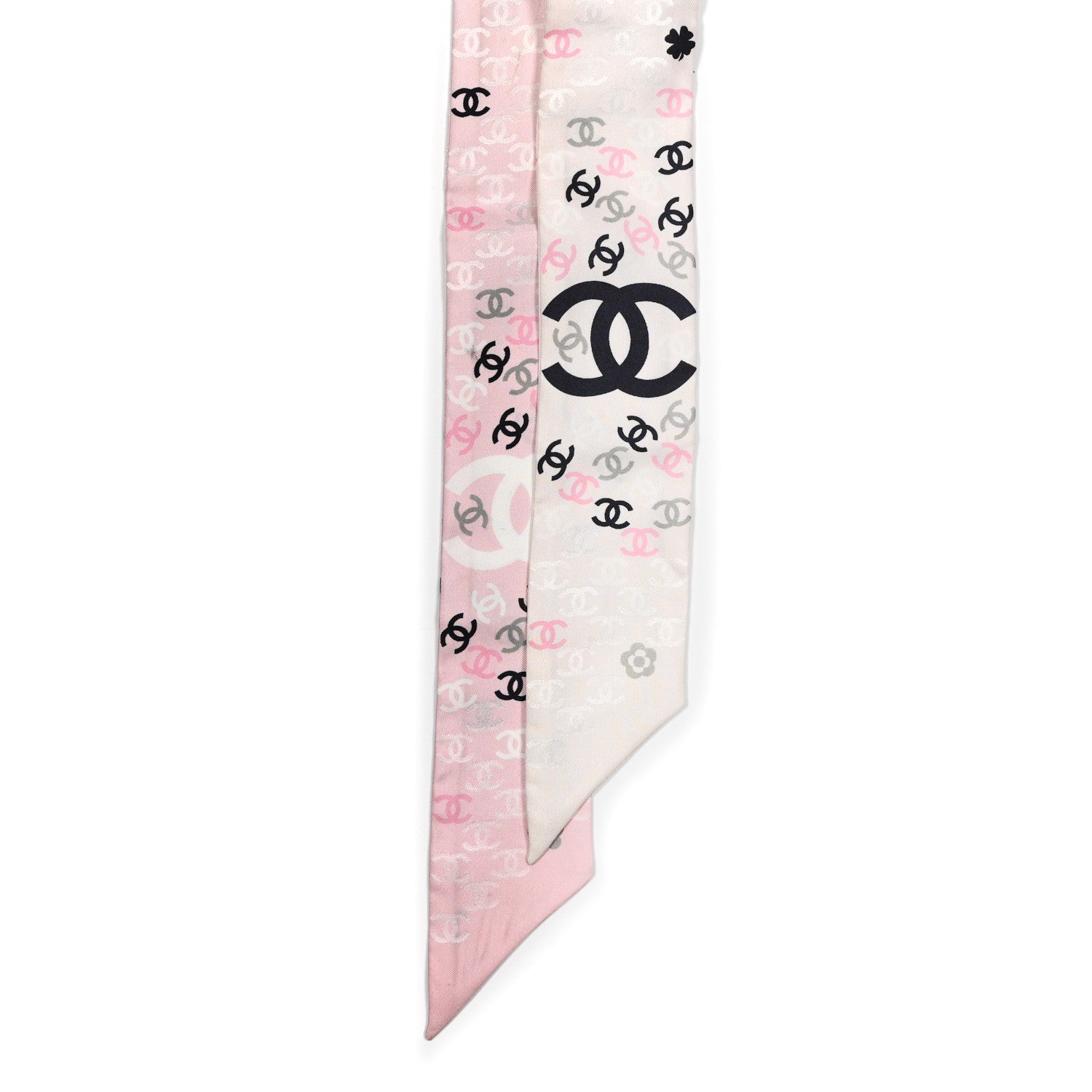 Chanel Silk CC Slim Bandeau Pink Ecru Black 2 of 6