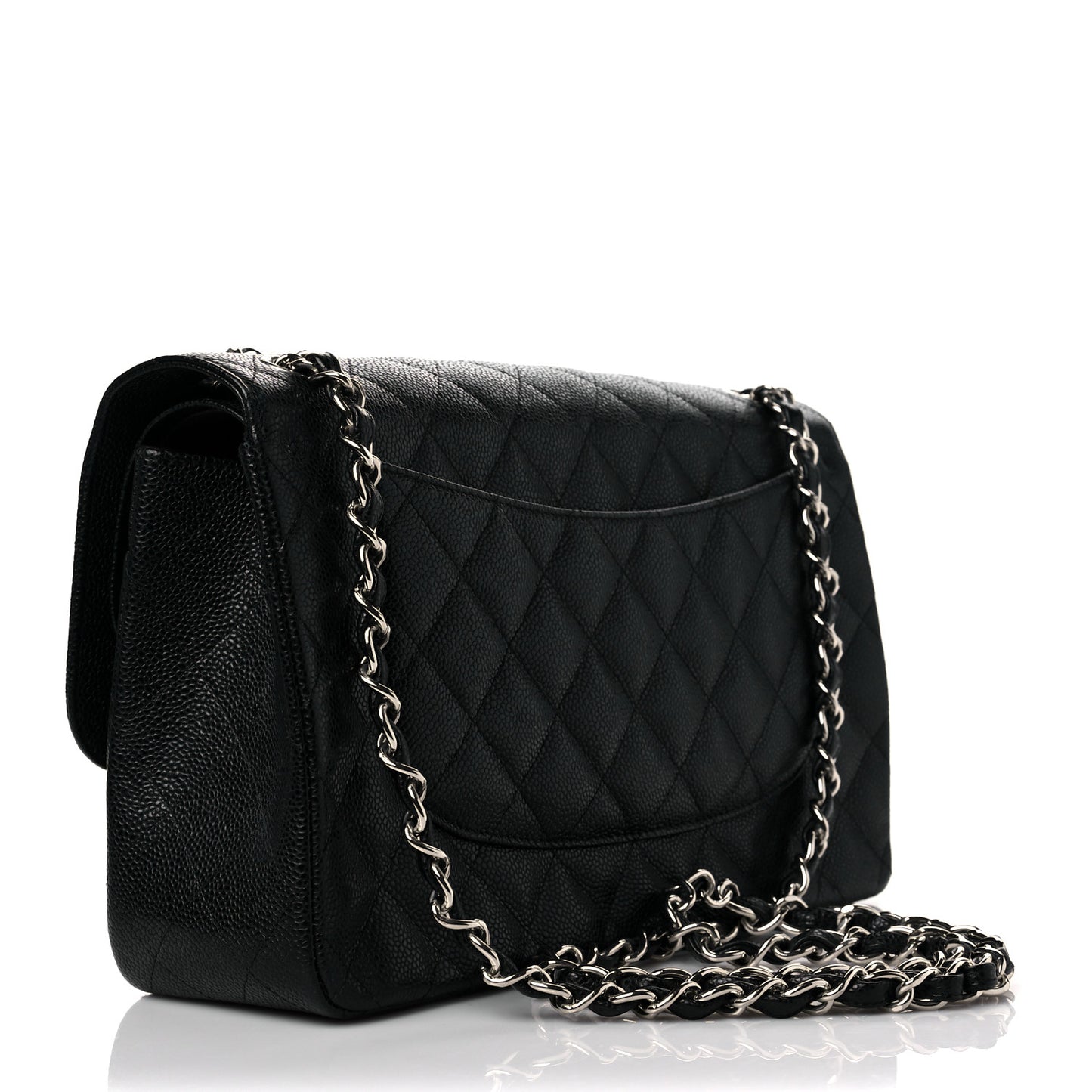 Caviar Quilted Jumbo Double Flap Black