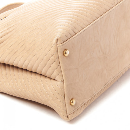 Chanel Wrinkled Lambskin Chevron Quilted Surpique Tote Beige 5 of 11