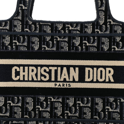 Christian Dior Velvet Oblique Embroidered Mini Book Tote Blue 7 of 10