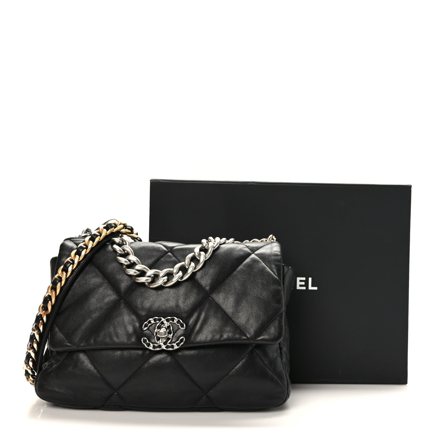 Chanel Lambskin Quilted Large Chanel 19 Flap Black 10 of 10