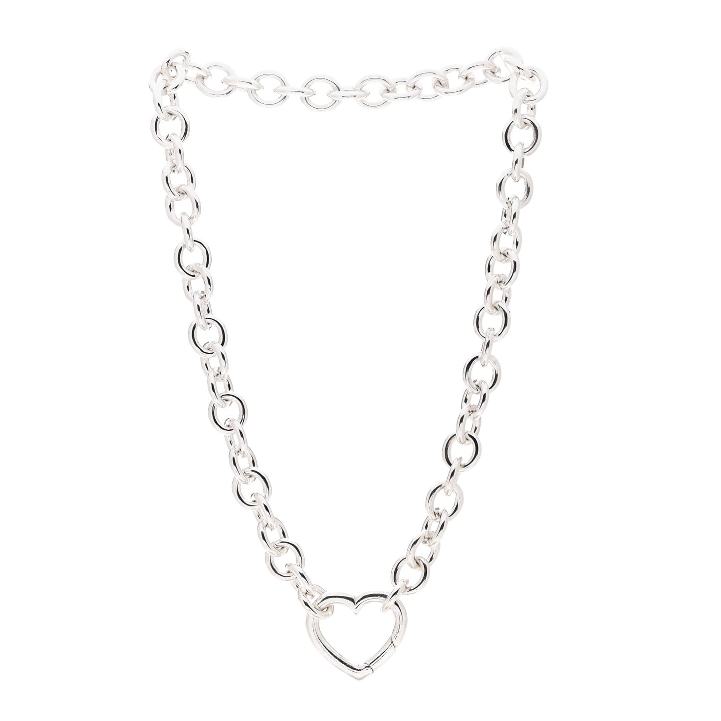 Sterling Silver Heart Clasp Choker Necklace