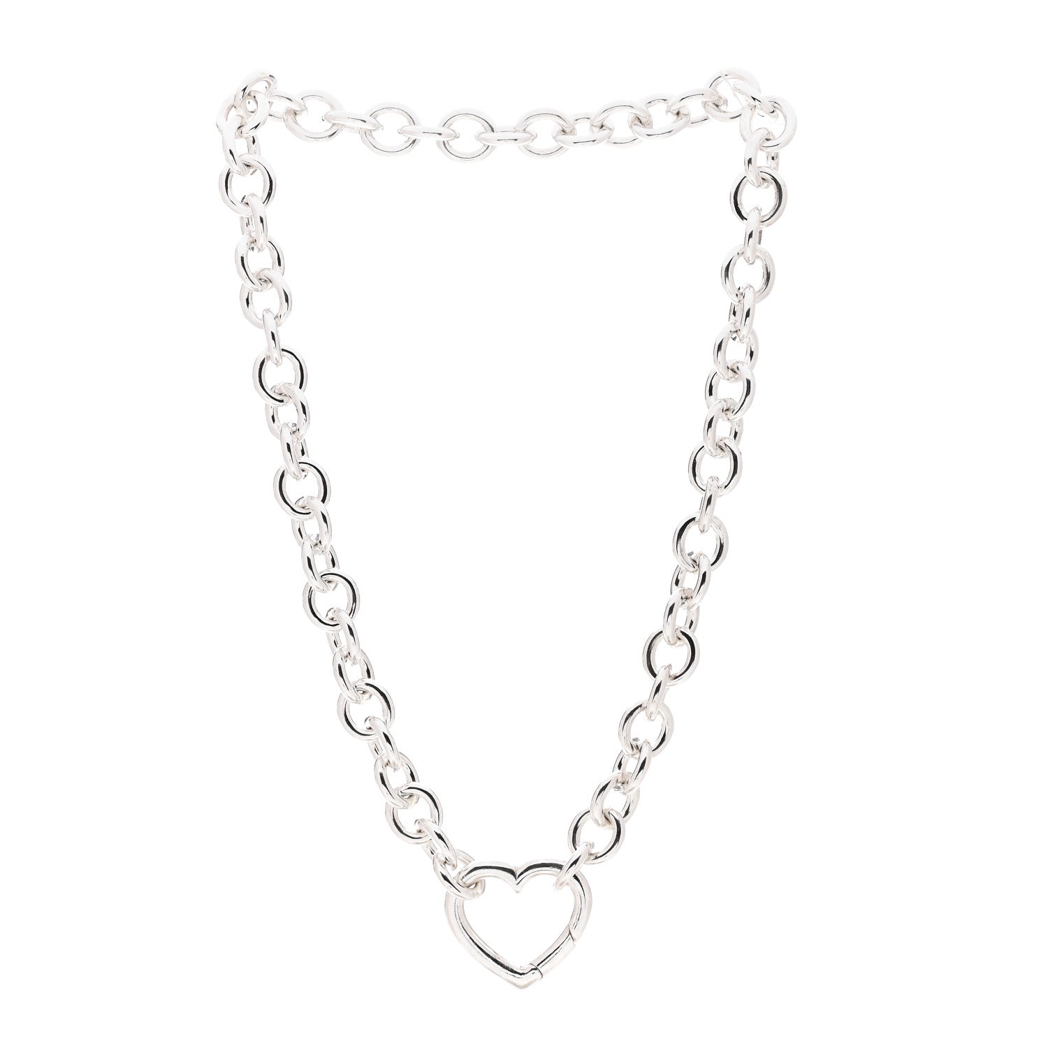 Tiffany Sterling Silver Heart Clasp Choker Necklace 3 of 4