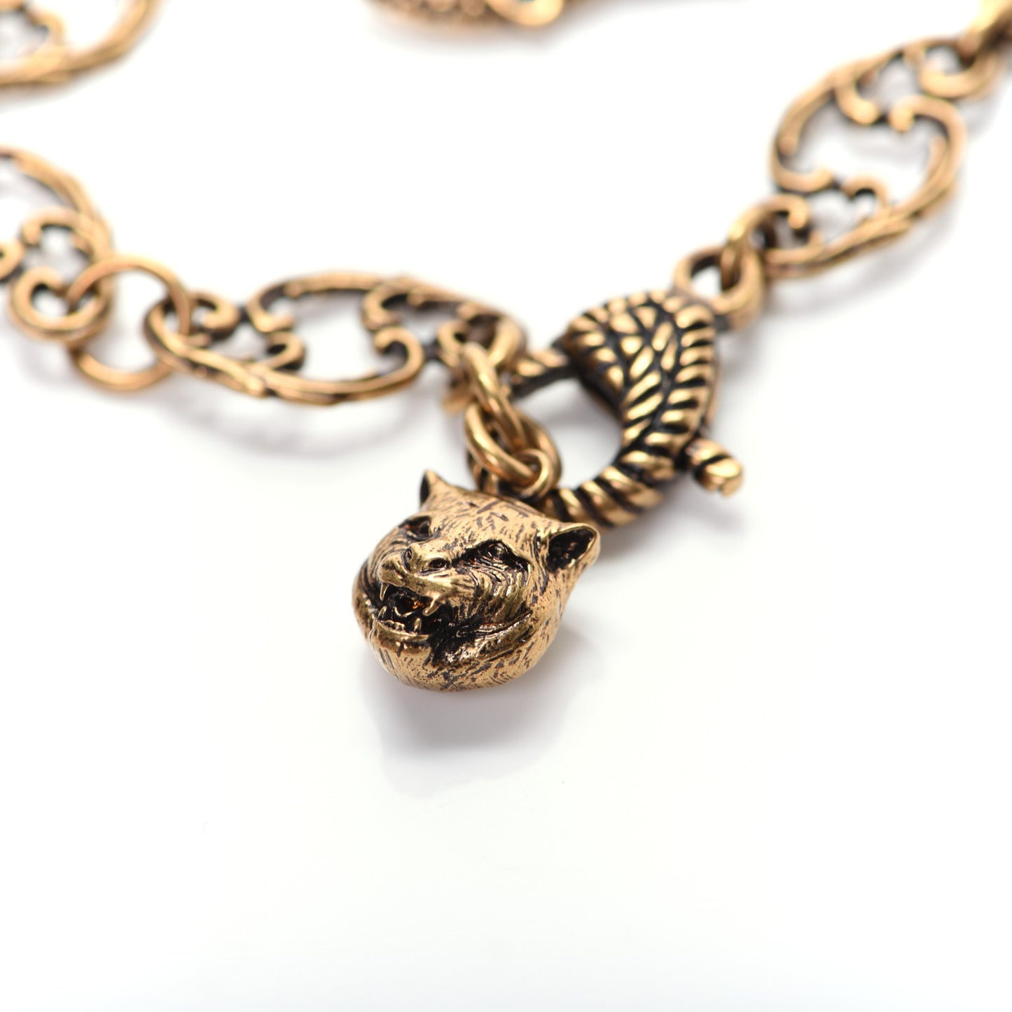 Oxidized Metal Crystal Double G Bracelet Aged Gold Multicolor
