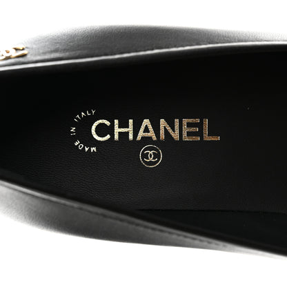 Chanel Lambskin Grosgrain Pearl Cap Toe CC Pumps 37 Black 6 of 9