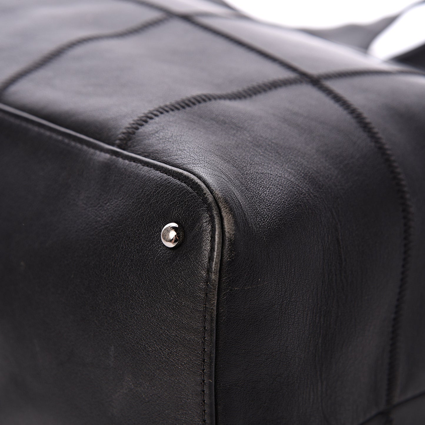 Calfskin Square Stitched Tassel Bag Black