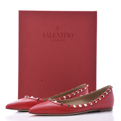 Valentino Garavani Pebbled Calfskin Rockstud Ballerina Flats 40 Rock Pink 12 of 12