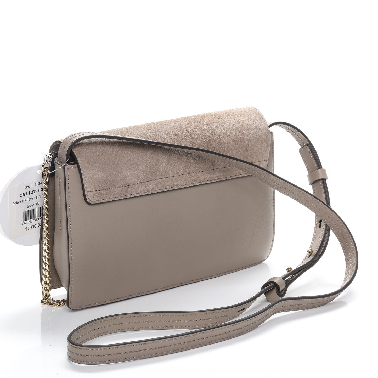 Suede Calfskin Small Faye Shoulder Bag Motty Grey